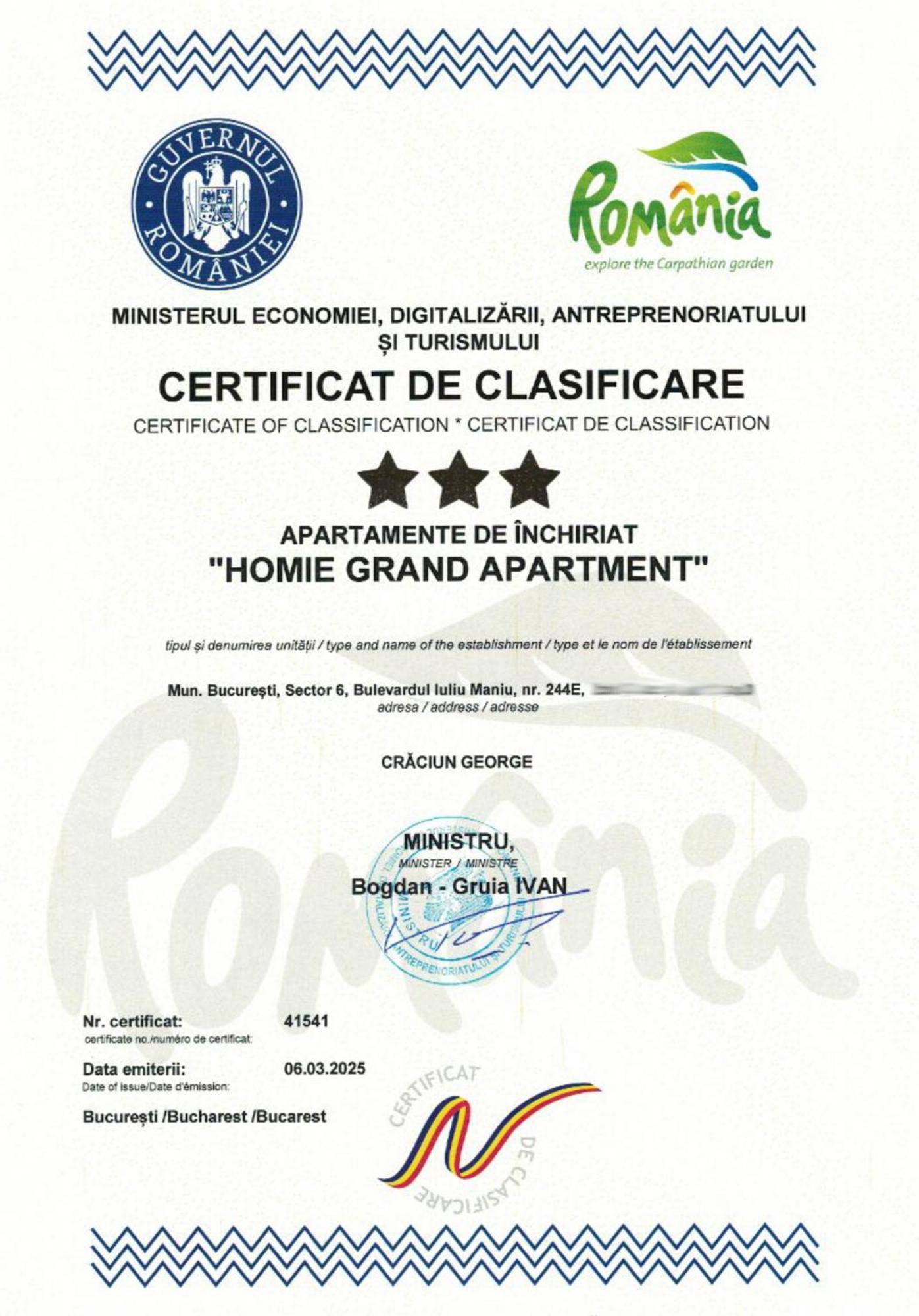 Apartamento Homie Grand - Private Parking - Self Check-in Bucareste