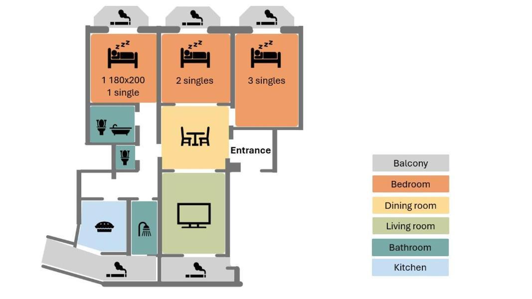 Spacious 3br, 2bt With 5 Balconies Apartament *